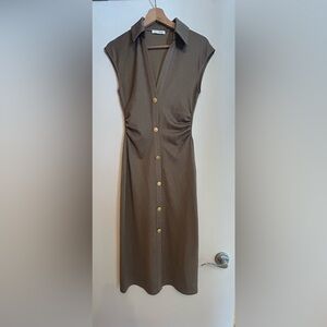 Zara Tan Button-Down Dress